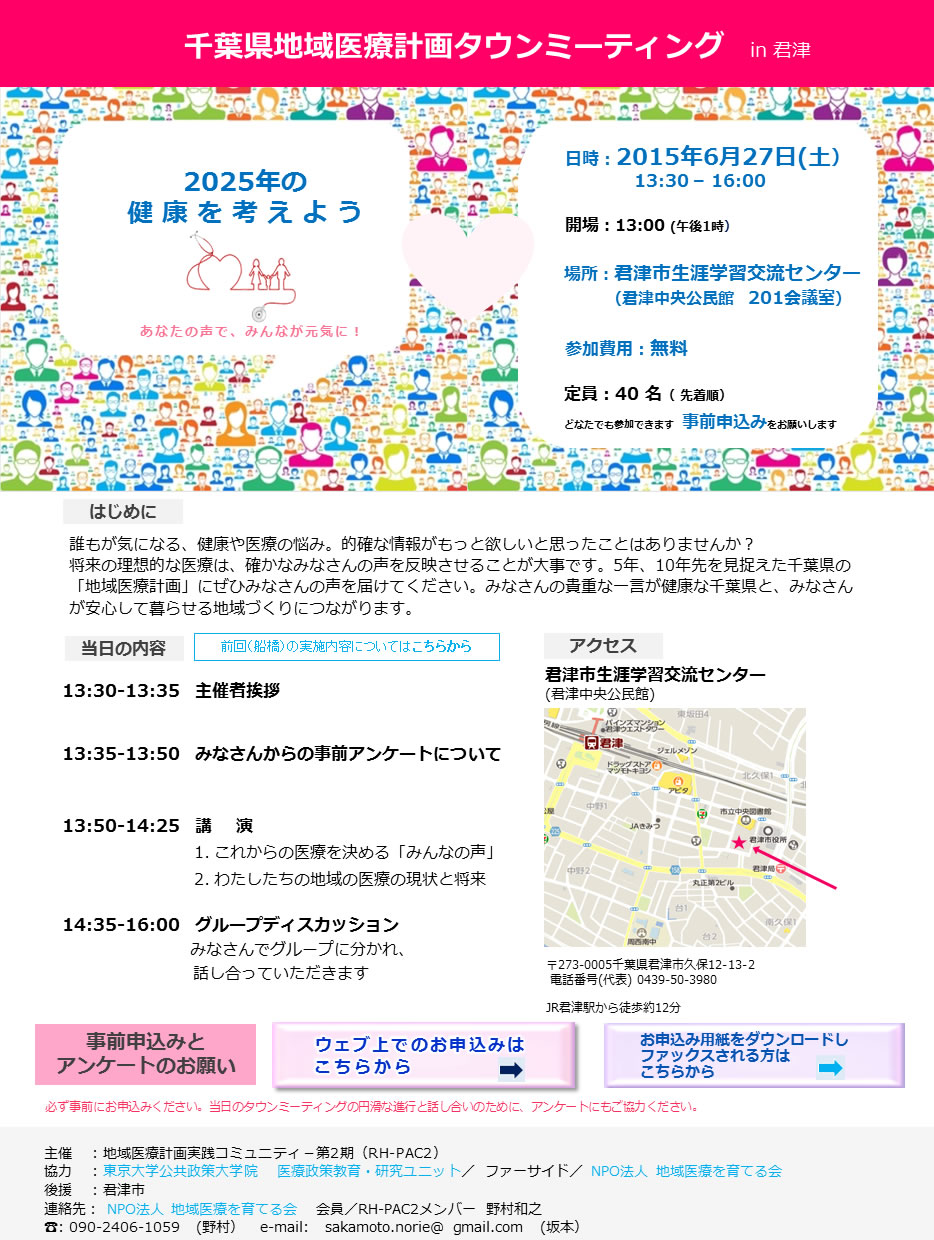千葉県地域医療計画タウンミーティング　in 君津 Survey